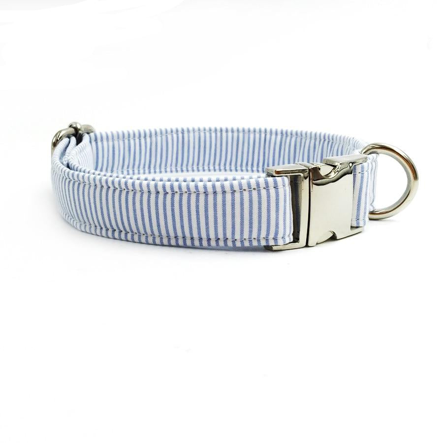 Blue Seersucker Collar & Leash Set - Collar & Leash Set