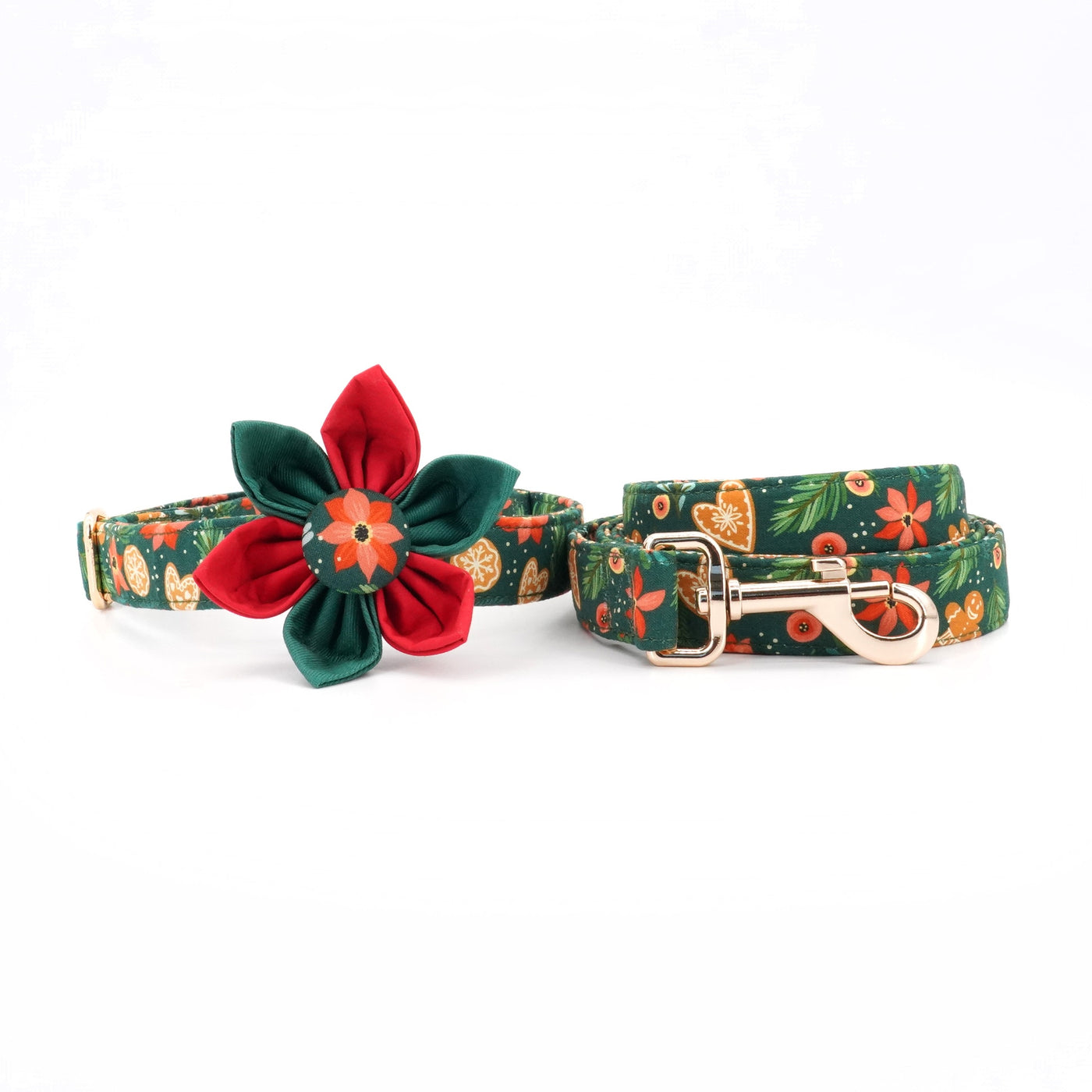 Poinsettia Pawliday Flower Collar & Leash Set