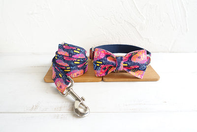 Personalized Deep Graffiti Collar, Bow Tie, & Leash Set