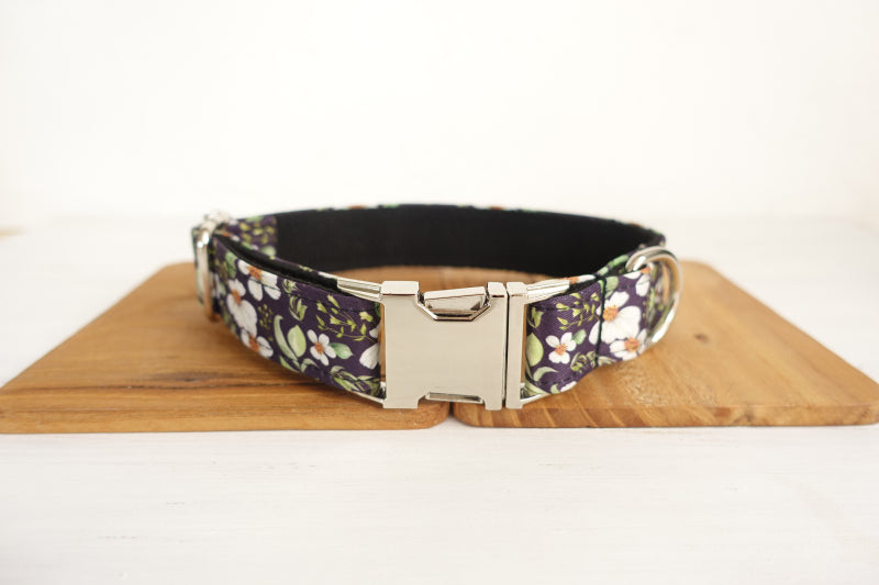 Personalized Midnight Flower Collar & Leash Set