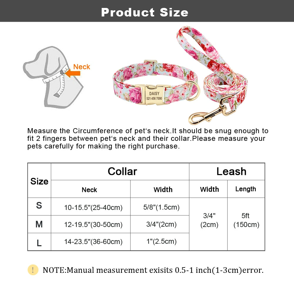 Personalized Floral Collar and Leash Set