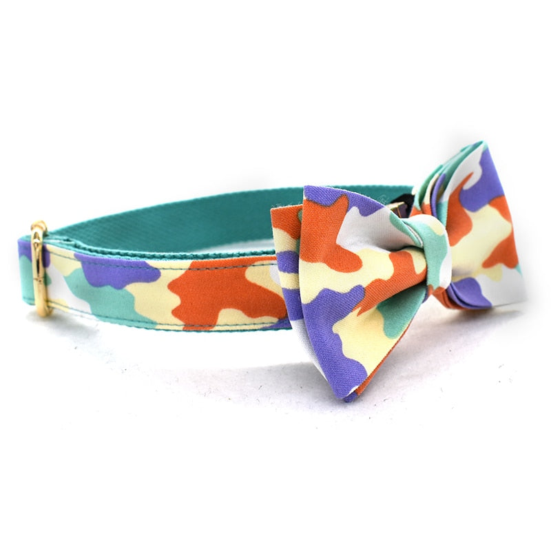 Personalized Colorful Camo Collar & Leash Set