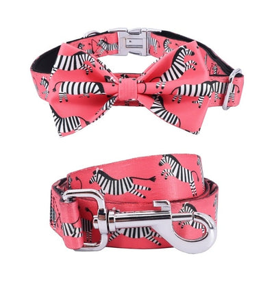 Zesty Zebra Collar & Leash Set - Pink
