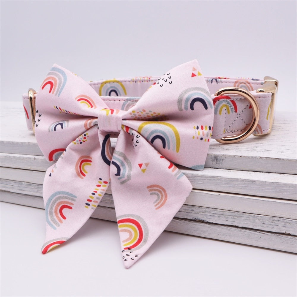 Rainbow Sprinkles Lady Bow Collar & Leash Set