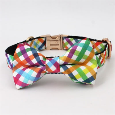 Plaid Rainbow Collar & Leash Set