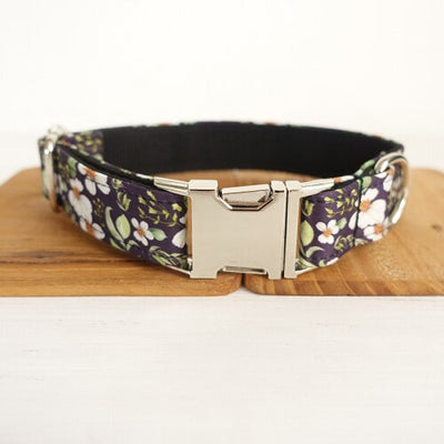 Personalized Midnight Flower Collar & Leash Set