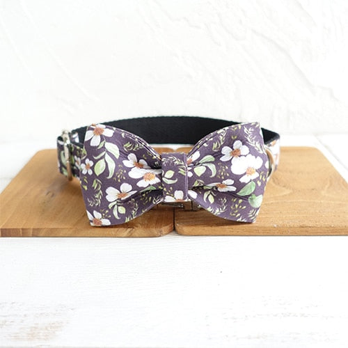 Personalized Midnight Flower Collar & Bow Tie