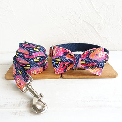 Personalized Deep Graffiti Collar, Bow Tie, & Leash Set