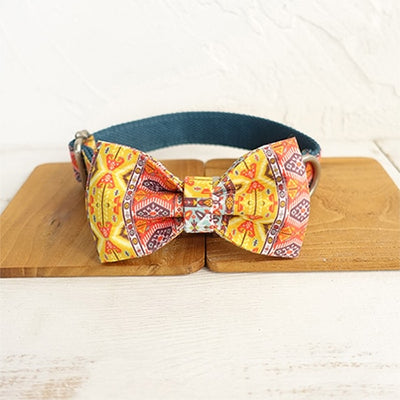 Personalized Bohemian Collar, Bow Tie, & Leash Set